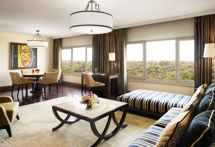 Luxury suite at the Palace Hotel. Skyco designed and built custom drapes.