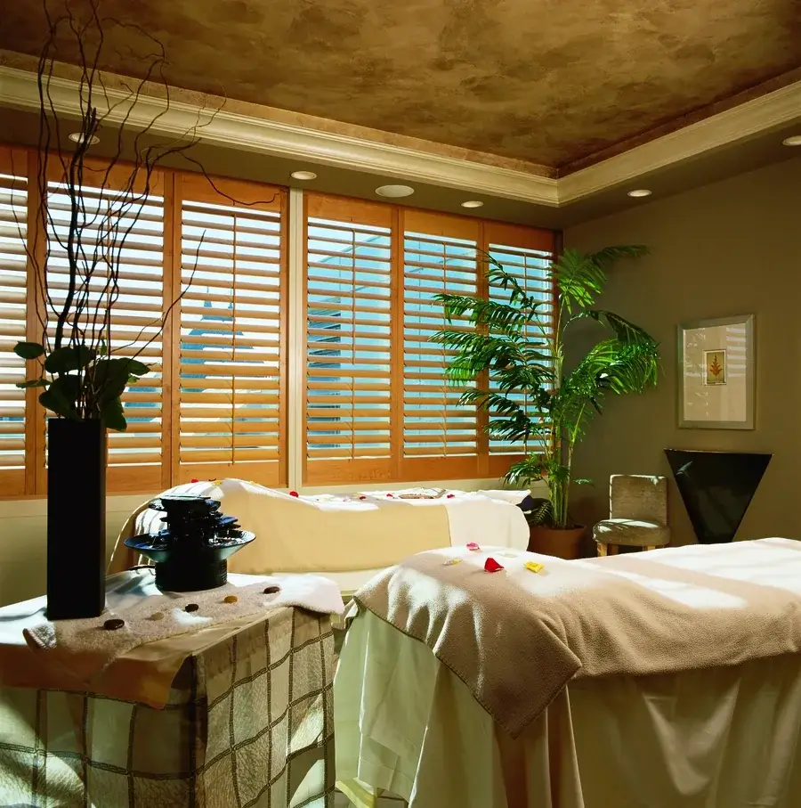 Fairmont Hotel spa, with wooden blinds for privacy and ambiance.